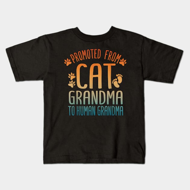 Promoted To Grandma For Mom New Grandmother Cat Grandma Kids T-Shirt by Bubble cute 